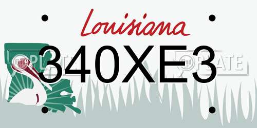 340XE3 Louisiana License Plate