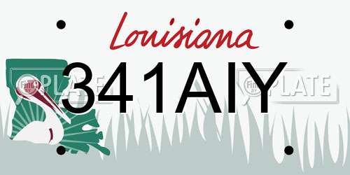 341AIY Louisiana License Plate