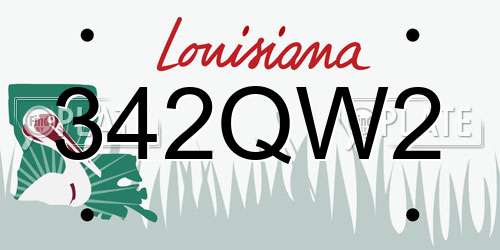 342QW2 Louisiana License Plate