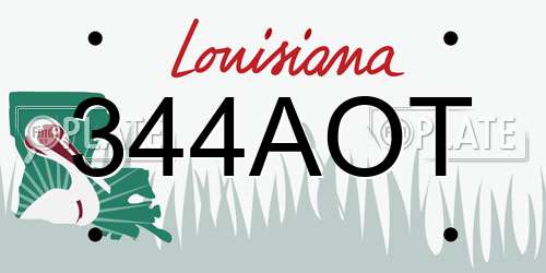 344AOT Louisiana License Plate