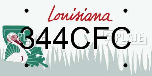 344CFC Louisiana License Plate
