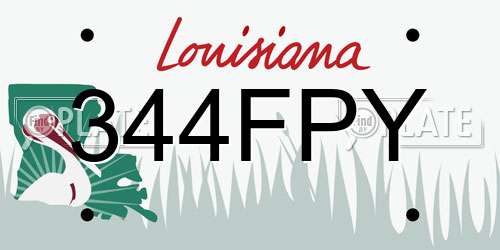 344FPY Louisiana License Plate