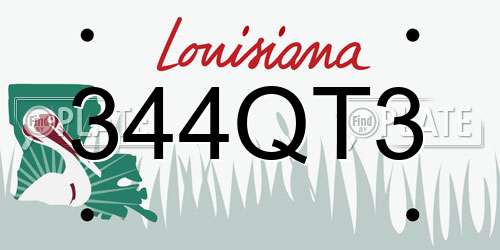 344QT3 Louisiana License Plate
