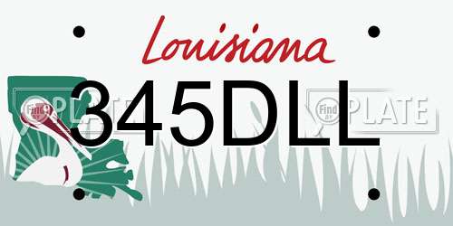 345DLL Louisiana License Plate