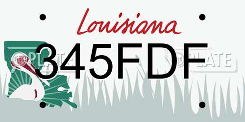 345FDF Louisiana License Plate