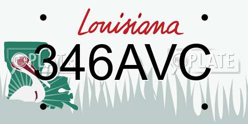 346AVC Louisiana License Plate
