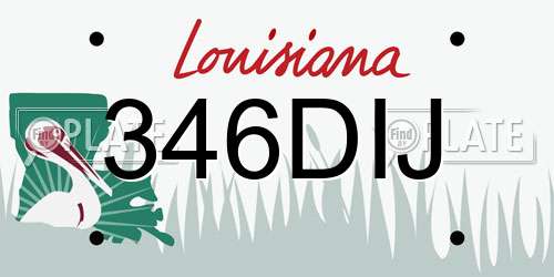 346DIJ Louisiana License Plate