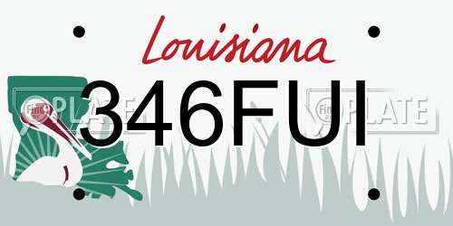 346FUI Louisiana License Plate