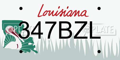 347BZL Louisiana License Plate