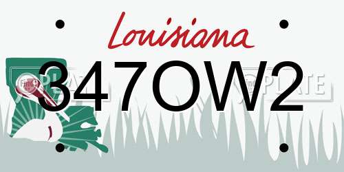 347OW2 Louisiana License Plate