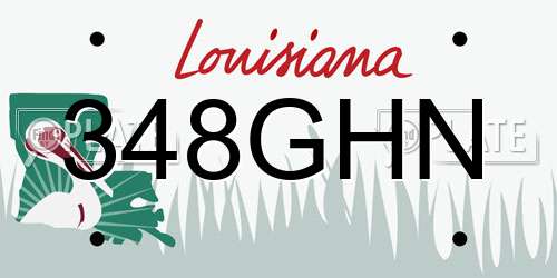 348GHN Louisiana License Plate