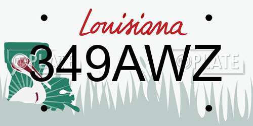 349AWZ Louisiana License Plate