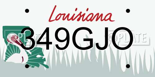 349GJO Louisiana License Plate