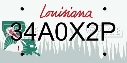 34A0X2P Louisiana License Plate