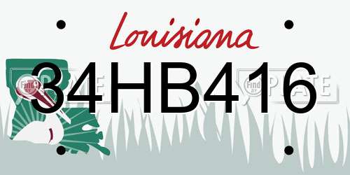 34HB416 Louisiana License Plate
