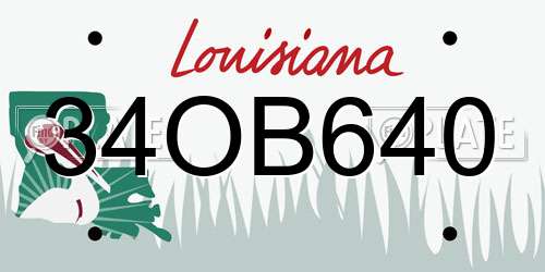 34OB640 Louisiana License Plate