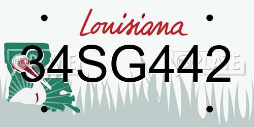 34SG442 Louisiana License Plate