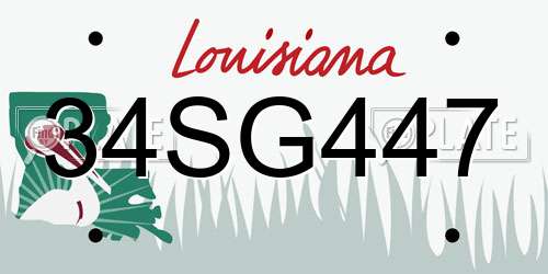 34SG447 Louisiana License Plate