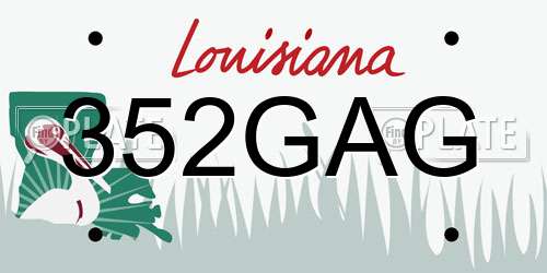 352GAG Louisiana License Plate