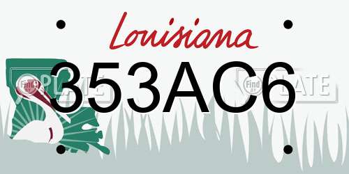 353AC6 Louisiana License Plate
