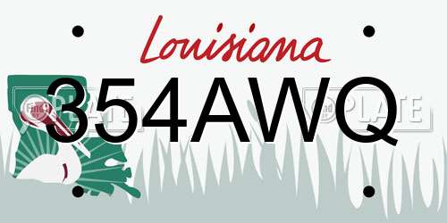 354AWQ Louisiana License Plate