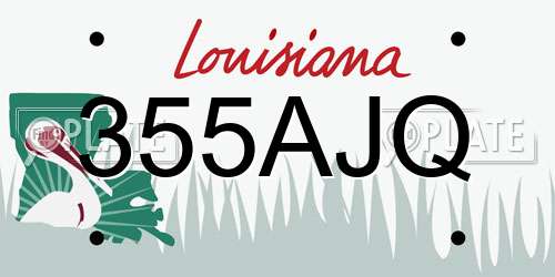 355AJQ Louisiana License Plate