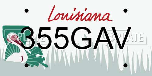 355GAV Louisiana License Plate