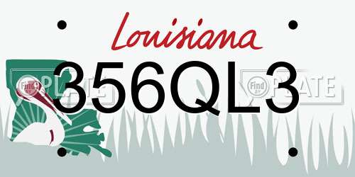 356QL3 Louisiana License Plate