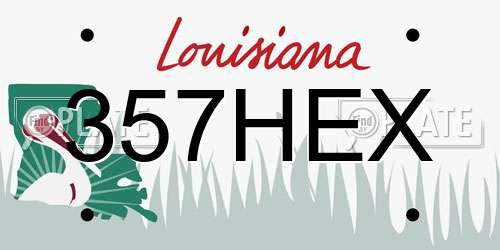 357HEX Louisiana License Plate