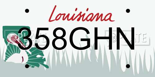 358GHN Louisiana License Plate