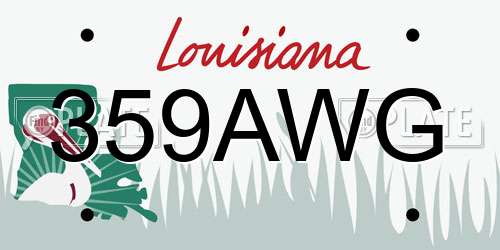 359AWG Louisiana License Plate