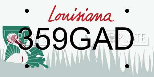 359GAD Louisiana License Plate