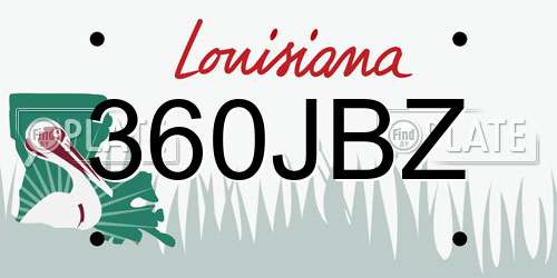 360JBZ Louisiana License Plate