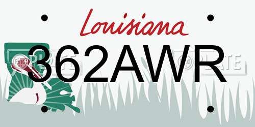 362AWR Louisiana License Plate