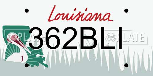 362BLI Louisiana License Plate