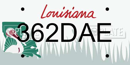 362DAE Louisiana License Plate