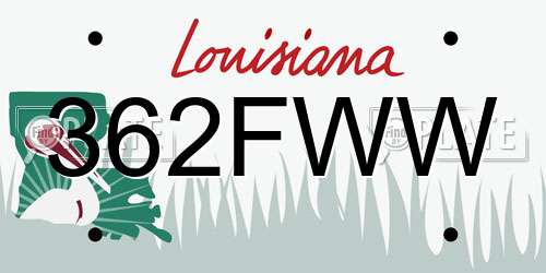362FWW Louisiana License Plate