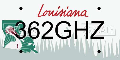 362GHZ Louisiana License Plate
