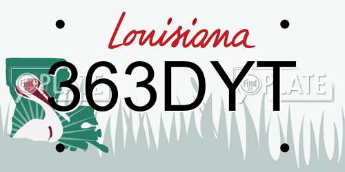 363DYT Louisiana License Plate