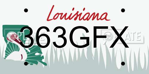 363GFX Louisiana License Plate