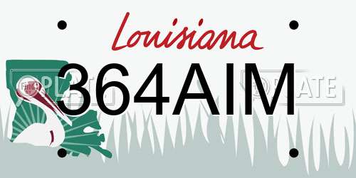 364AIM Louisiana License Plate