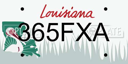 365FXA Louisiana License Plate