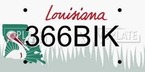 366BIK Louisiana License Plate