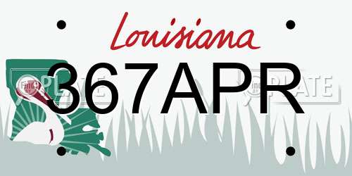 367APR Louisiana License Plate