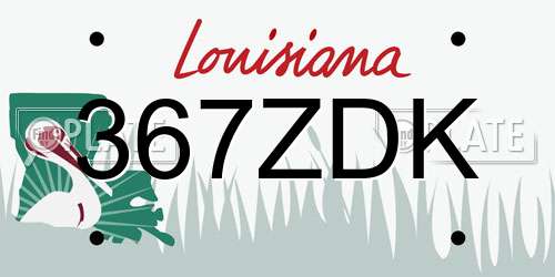 367ZDK Louisiana License Plate
