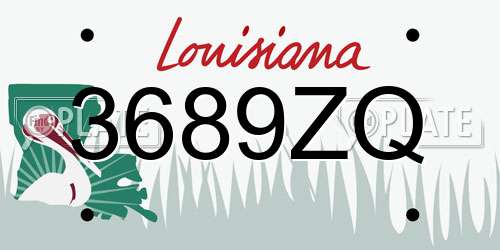 3689ZQ Louisiana License Plate
