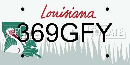 369GFY Louisiana License Plate