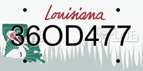 36OD477 Louisiana License Plate