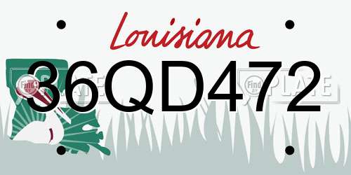 36QD472 Louisiana License Plate