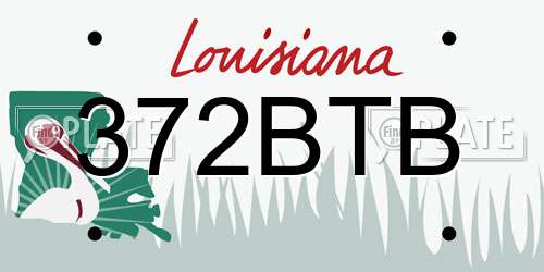 372BTB Louisiana License Plate